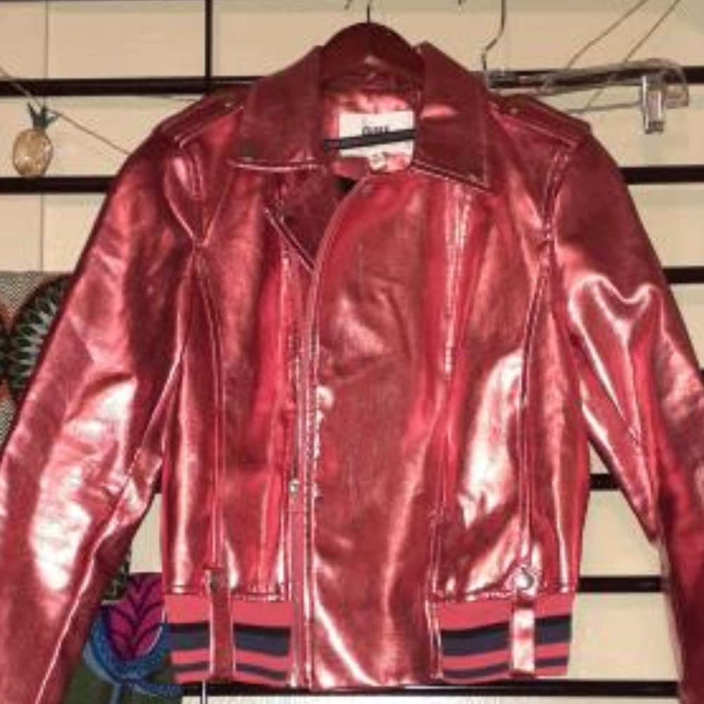 medium red metallic moto jacket